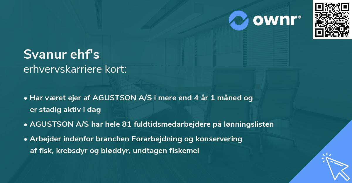 Svanur ehf's erhvervskarriere kort