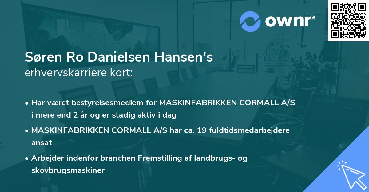 Søren Ro Danielsen Hansen's erhvervskarriere kort