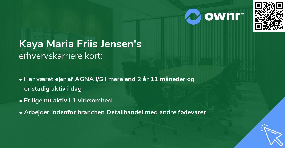 Kaya Maria Friis Jensen's erhvervskarriere kort