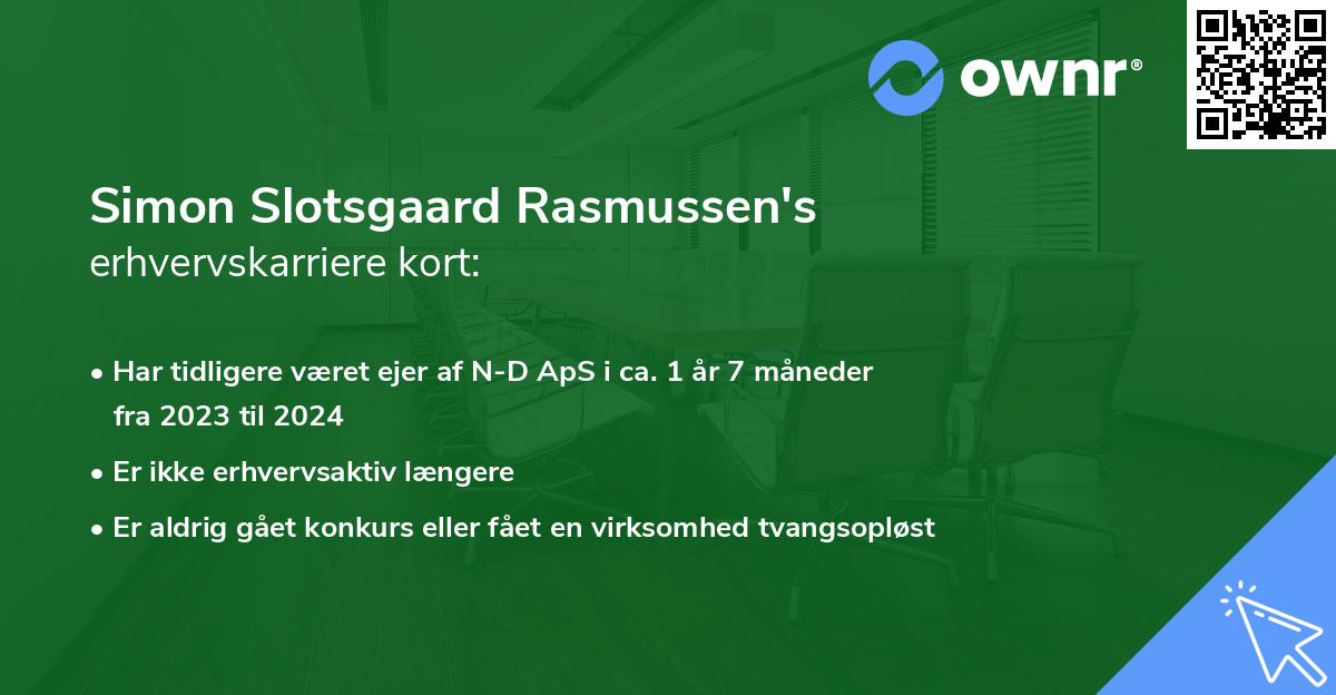 Simon Slotsgaard Rasmussen's erhvervskarriere kort