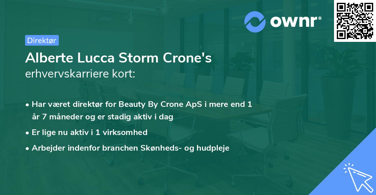 Alberte Lucca Storm Crone's erhvervskarriere kort