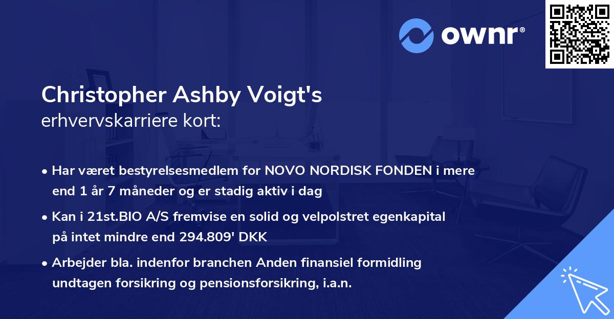 Christopher Ashby Voigt's erhvervskarriere kort