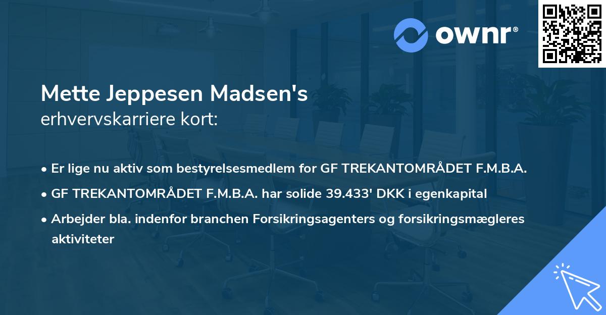 Mette Jeppesen Madsen's erhvervskarriere kort