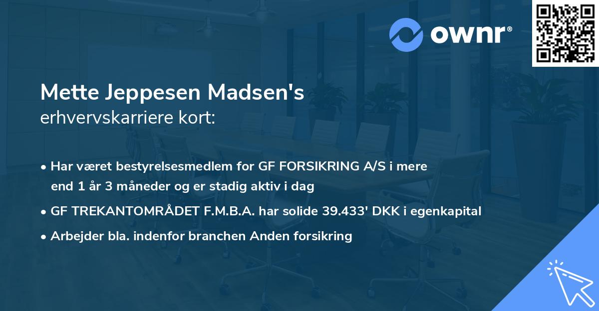 Mette Jeppesen Madsen's erhvervskarriere kort