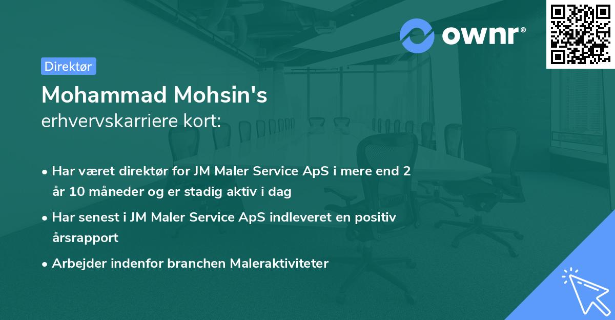 Mohammad Mohsin's erhvervskarriere kort