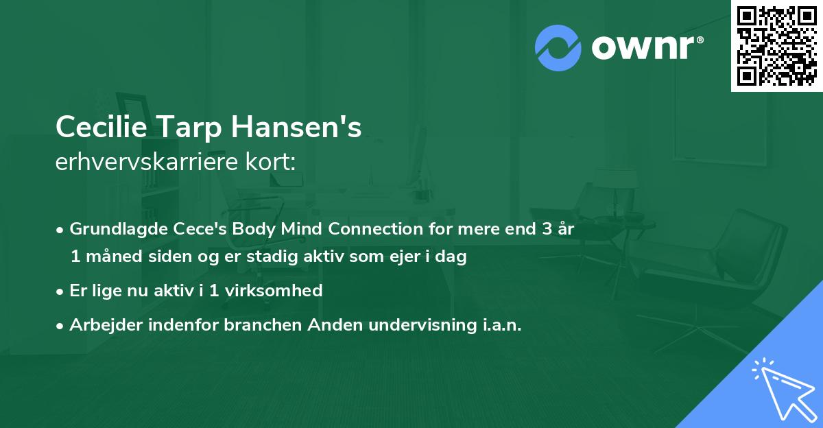Cecilie Tarp Hansen's erhvervskarriere kort