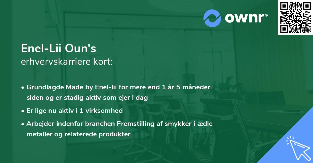 Enel-Lii Oun's erhvervskarriere kort