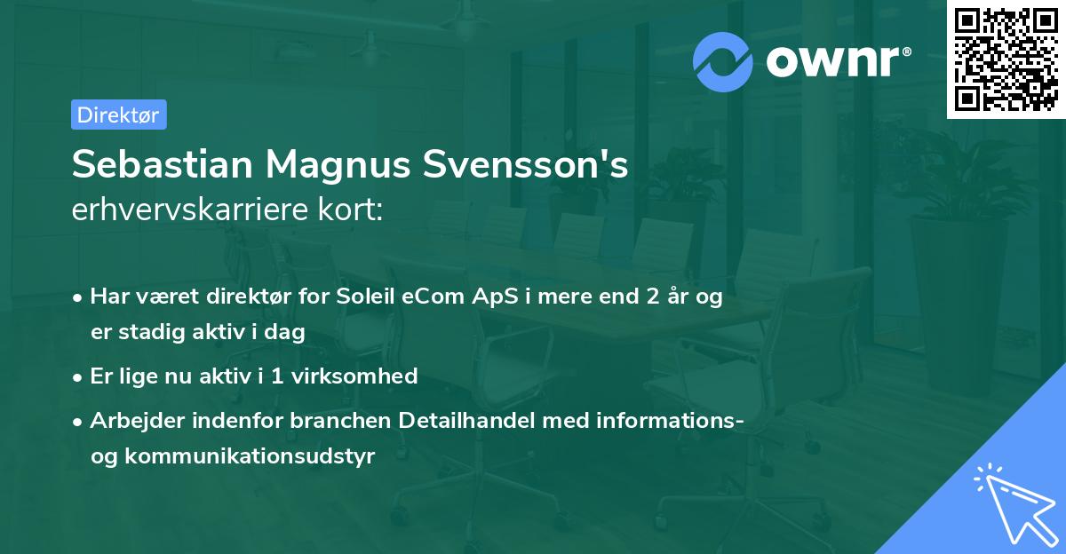 Sebastian Magnus Svensson's erhvervskarriere kort