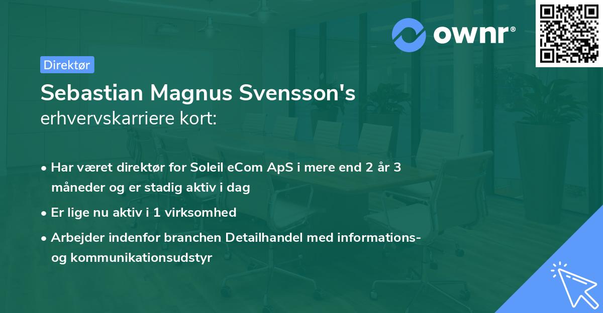 Sebastian Magnus Svensson's erhvervskarriere kort
