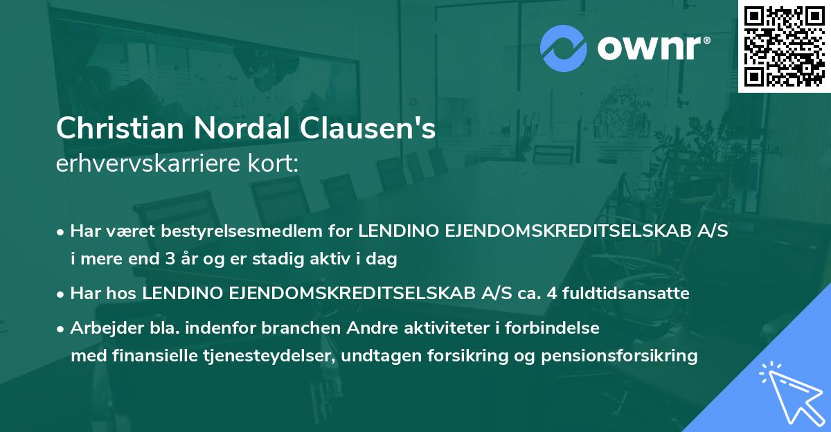 Christian Nordal Clausen's erhvervskarriere kort