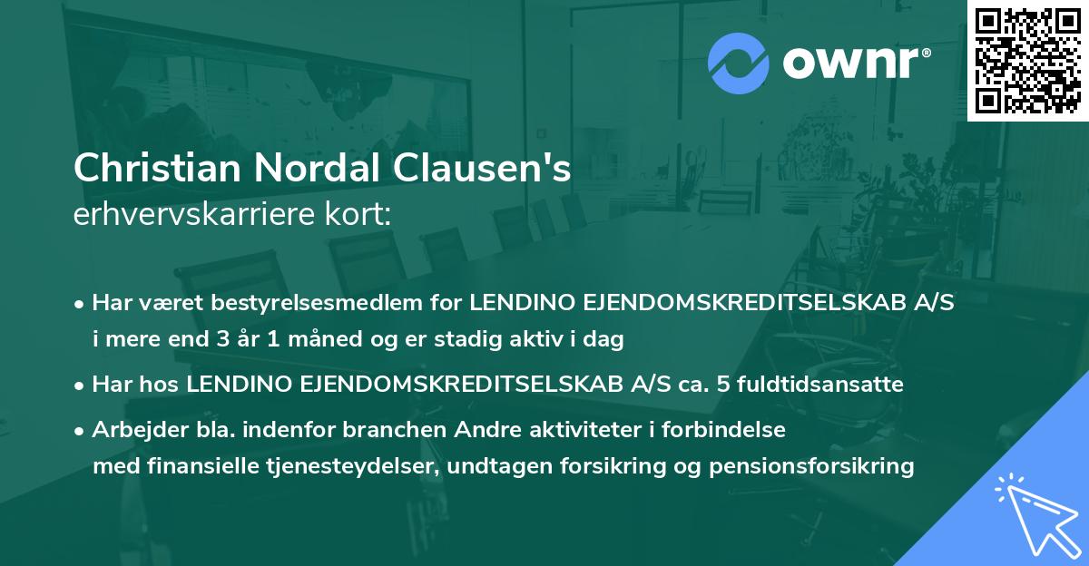 Christian Nordal Clausen's erhvervskarriere kort
