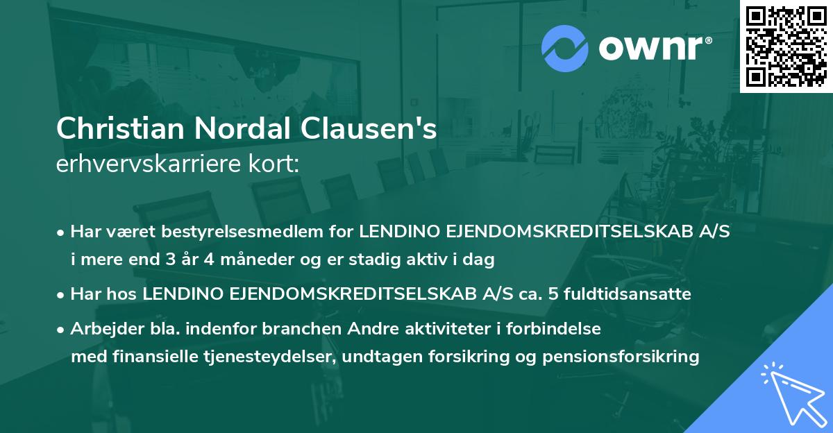 Christian Nordal Clausen's erhvervskarriere kort