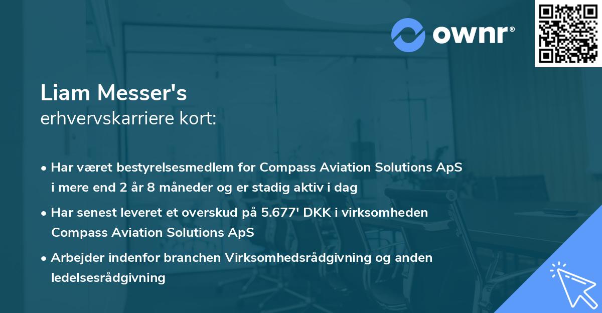 Liam Messer's erhvervskarriere kort