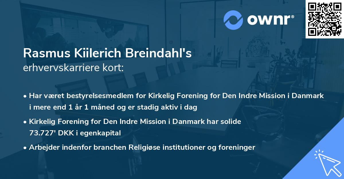 Rasmus Kiilerich Breindahl's erhvervskarriere kort