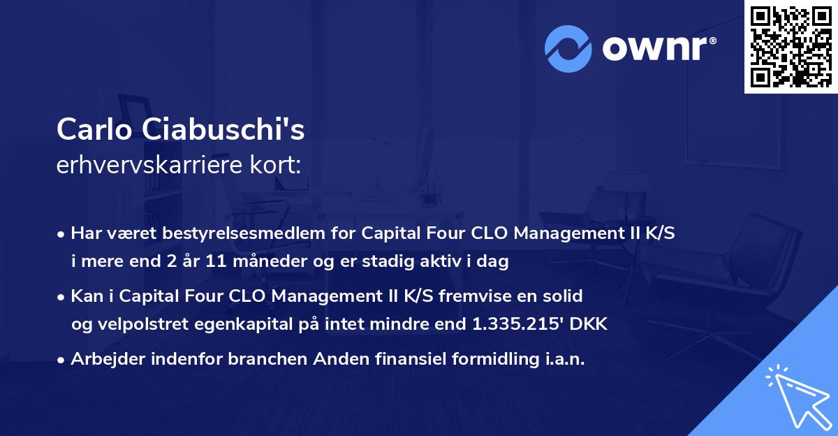 Carlo Ciabuschi's erhvervskarriere kort