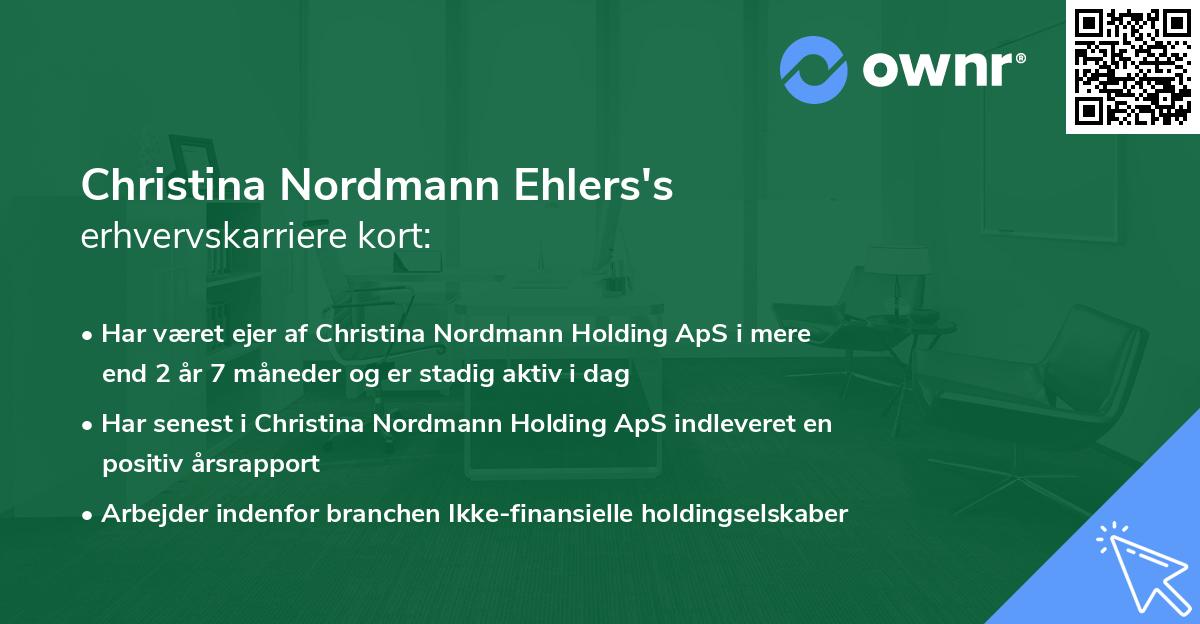 Christina Nordmann Ehlers's erhvervskarriere kort