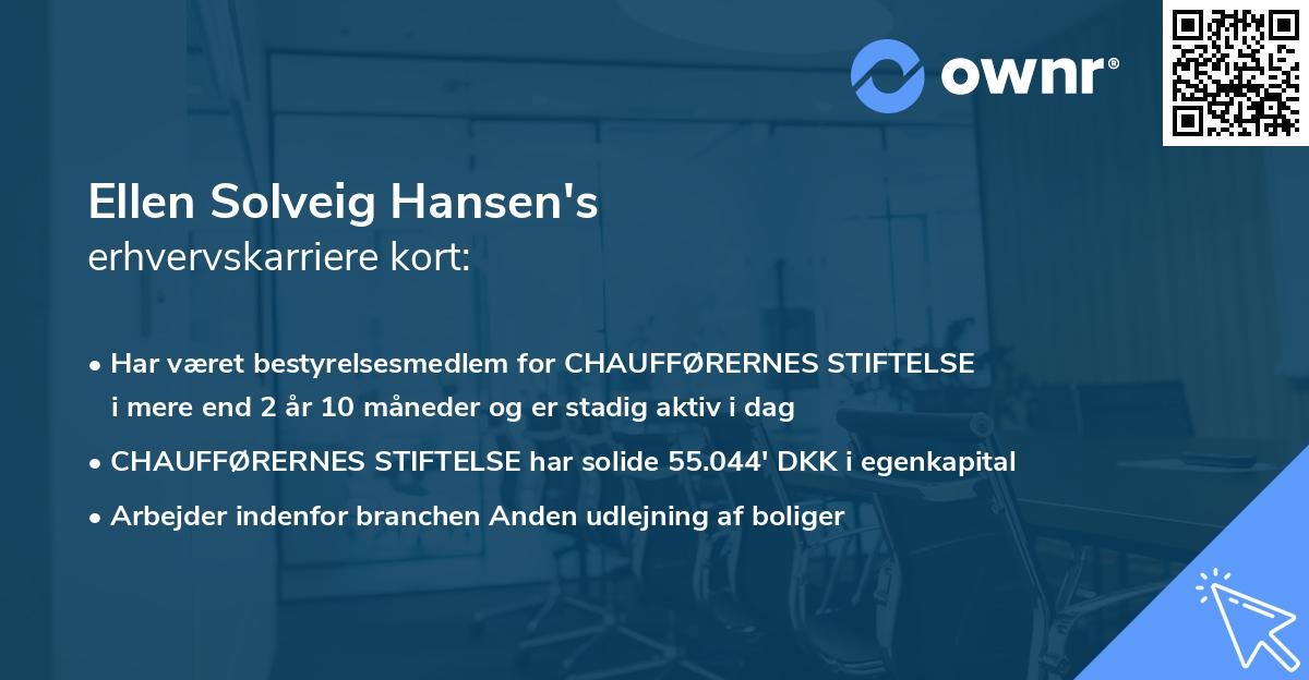 Ellen Solveig Hansen's erhvervskarriere kort