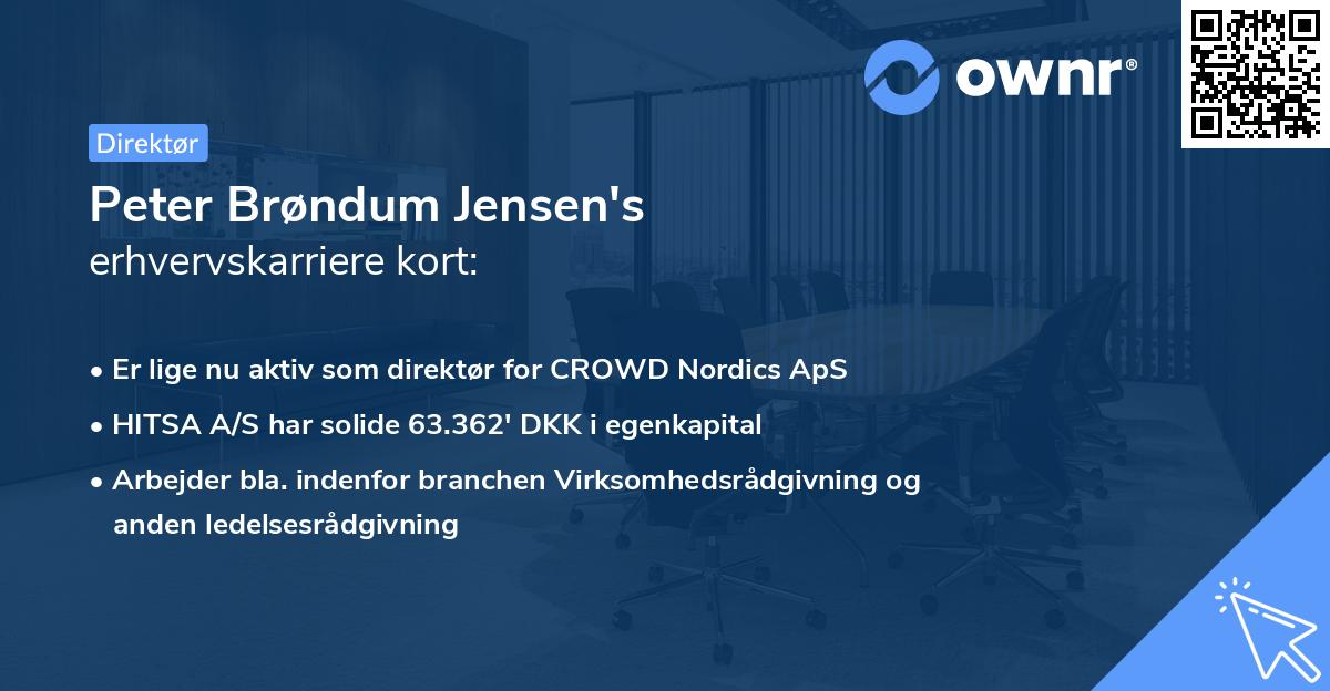 Peter Brøndum Jensen's erhvervskarriere kort