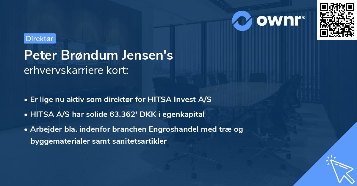 Peter Brøndum Jensen's erhvervskarriere kort