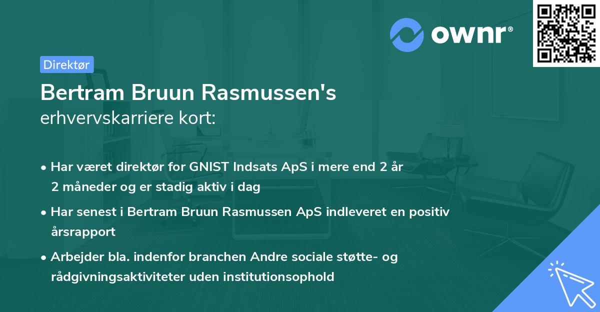 Bertram Bruun Rasmussen's erhvervskarriere kort