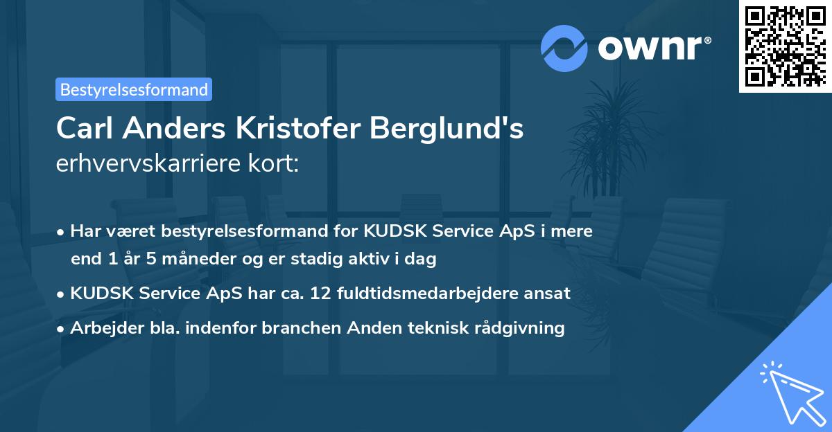 Carl Anders Kristofer Berglund's erhvervskarriere kort