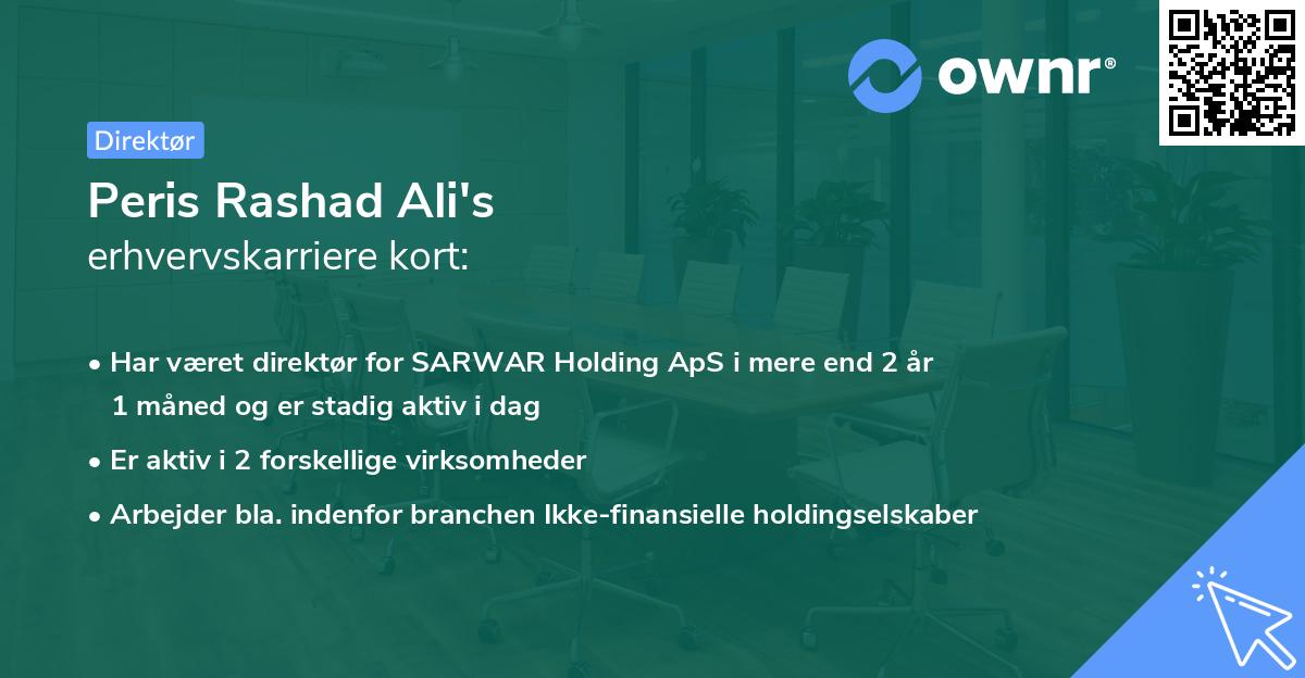 Peris Rashad Ali's erhvervskarriere kort