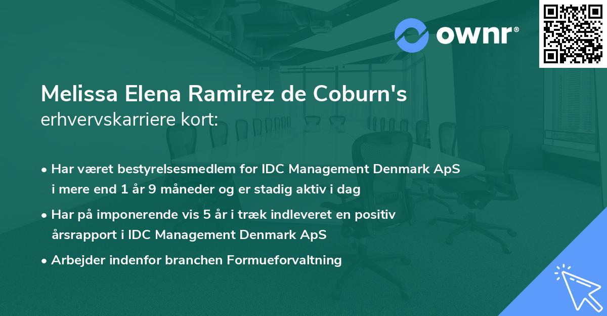 Melissa Elena Ramirez de Coburn's erhvervskarriere kort