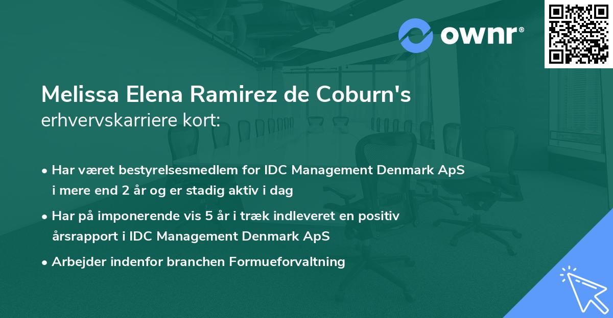 Melissa Elena Ramirez de Coburn's erhvervskarriere kort