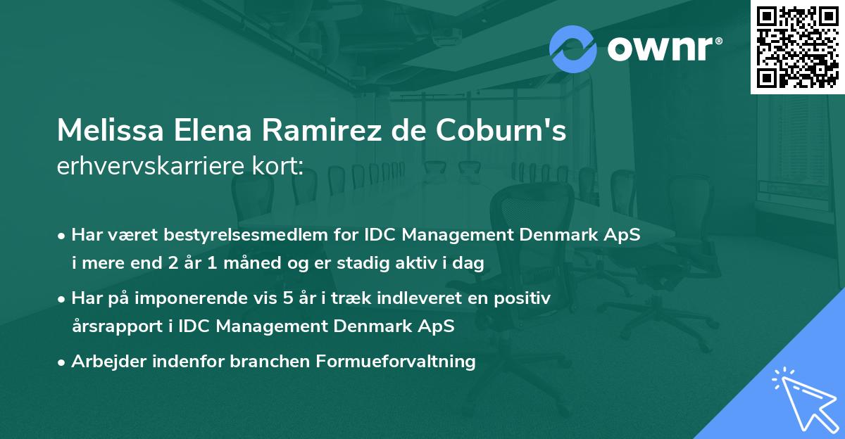 Melissa Elena Ramirez de Coburn's erhvervskarriere kort