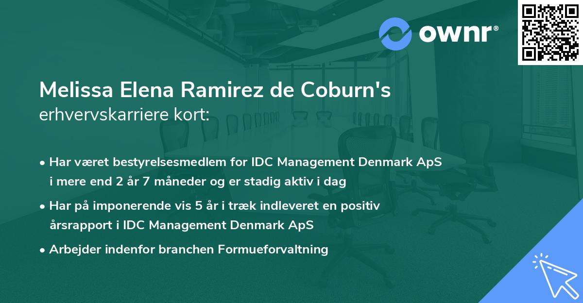 Melissa Elena Ramirez de Coburn's erhvervskarriere kort