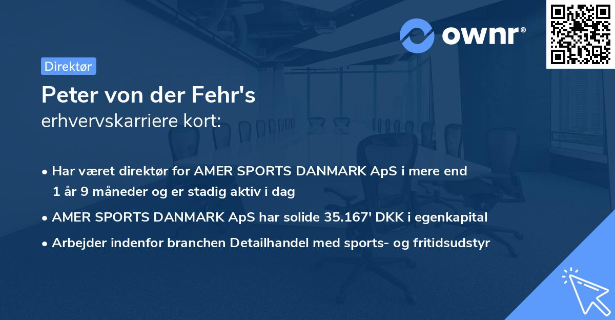 Peter von der Fehr's erhvervskarriere kort