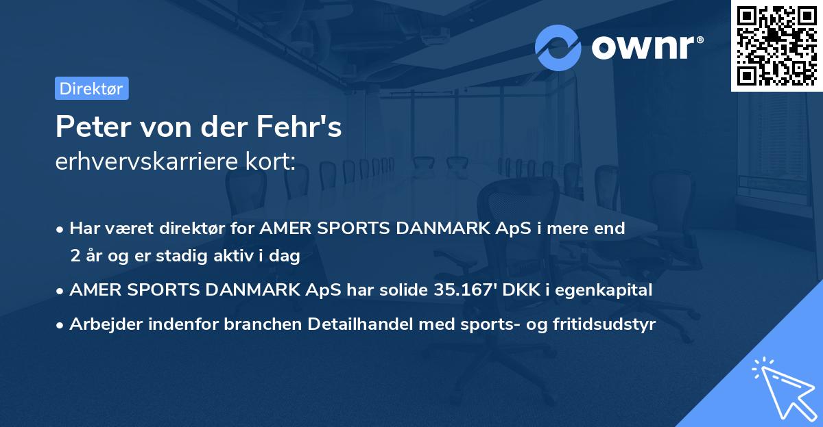 Peter von der Fehr's erhvervskarriere kort