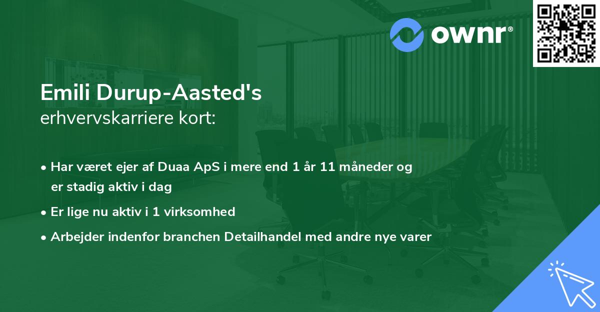 Emili Durup-Aasted's erhvervskarriere kort