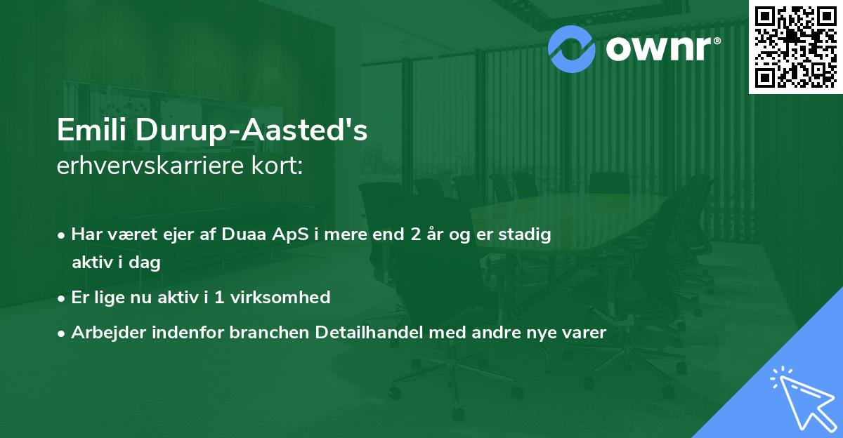 Emili Durup-Aasted's erhvervskarriere kort