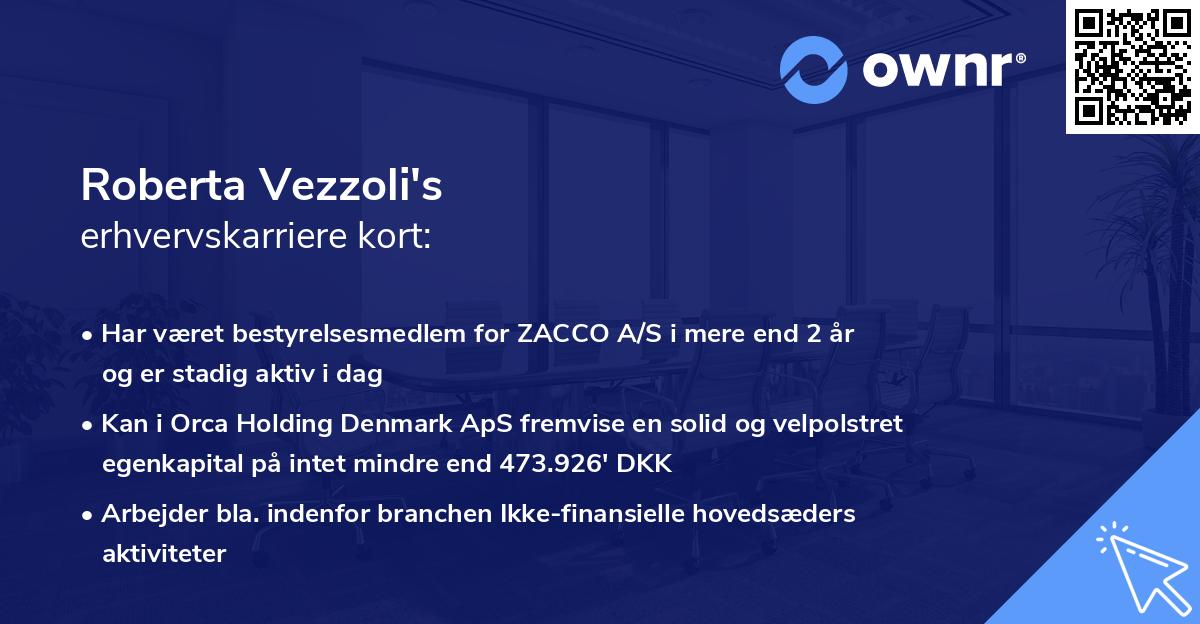 Roberta Vezzoli's erhvervskarriere kort