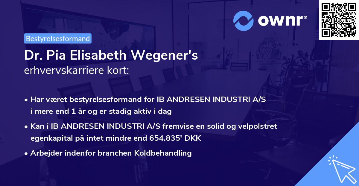 Dr. Pia Elisabeth Wegener's erhvervskarriere kort