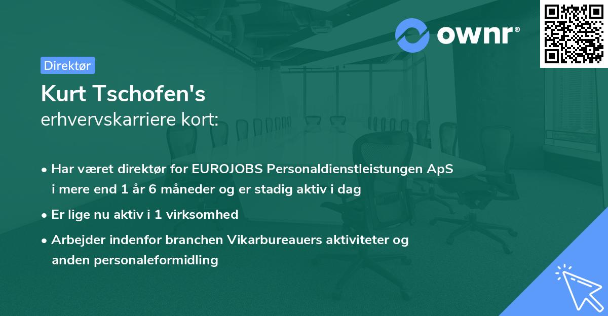 Kurt Tschofen's erhvervskarriere kort
