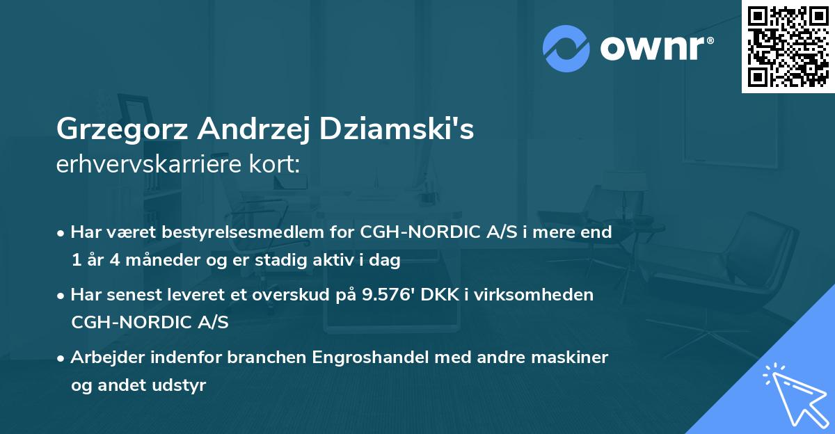 Grzegorz Andrzej Dziamski's erhvervskarriere kort