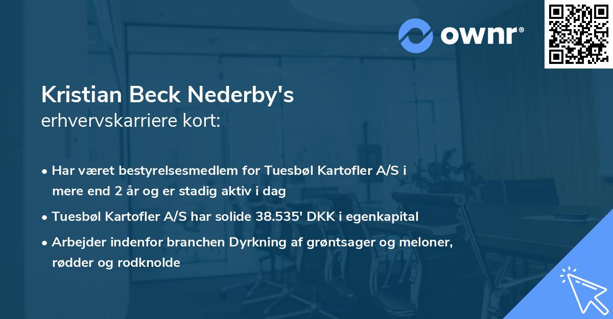 Kristian Beck Nederby's erhvervskarriere kort