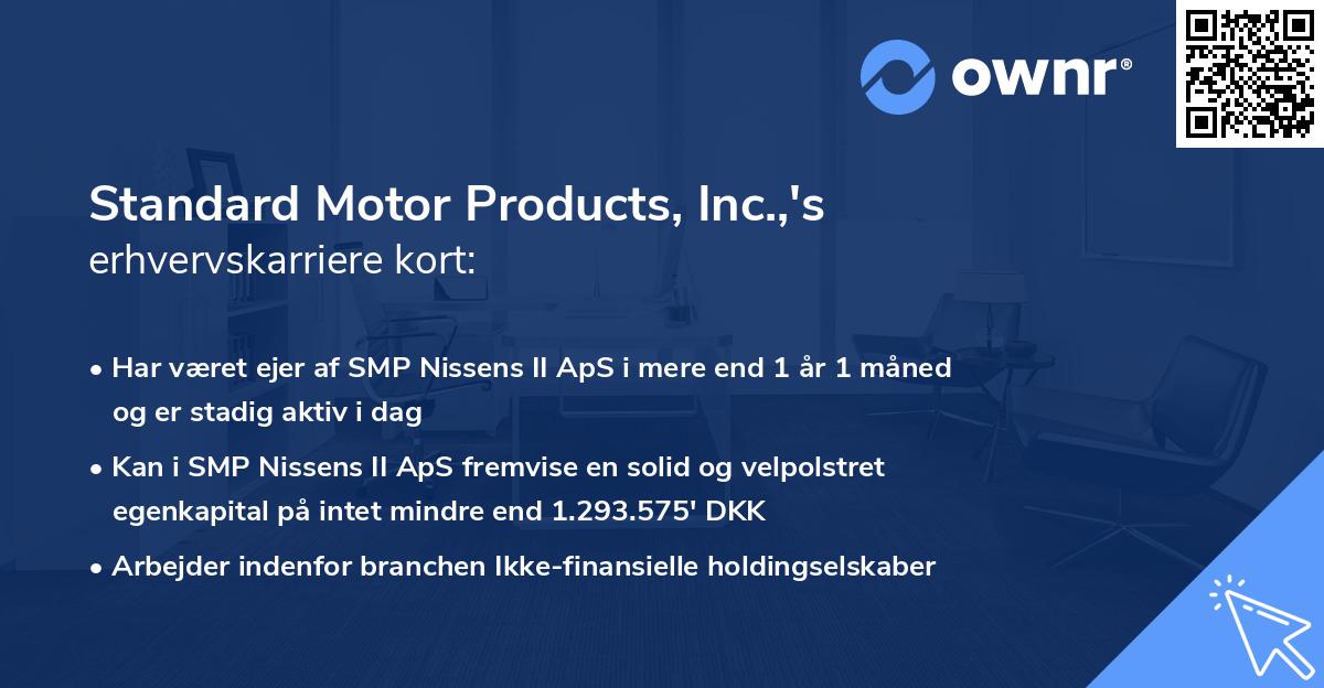 Standard Motor Products, Inc.,'s erhvervskarriere kort