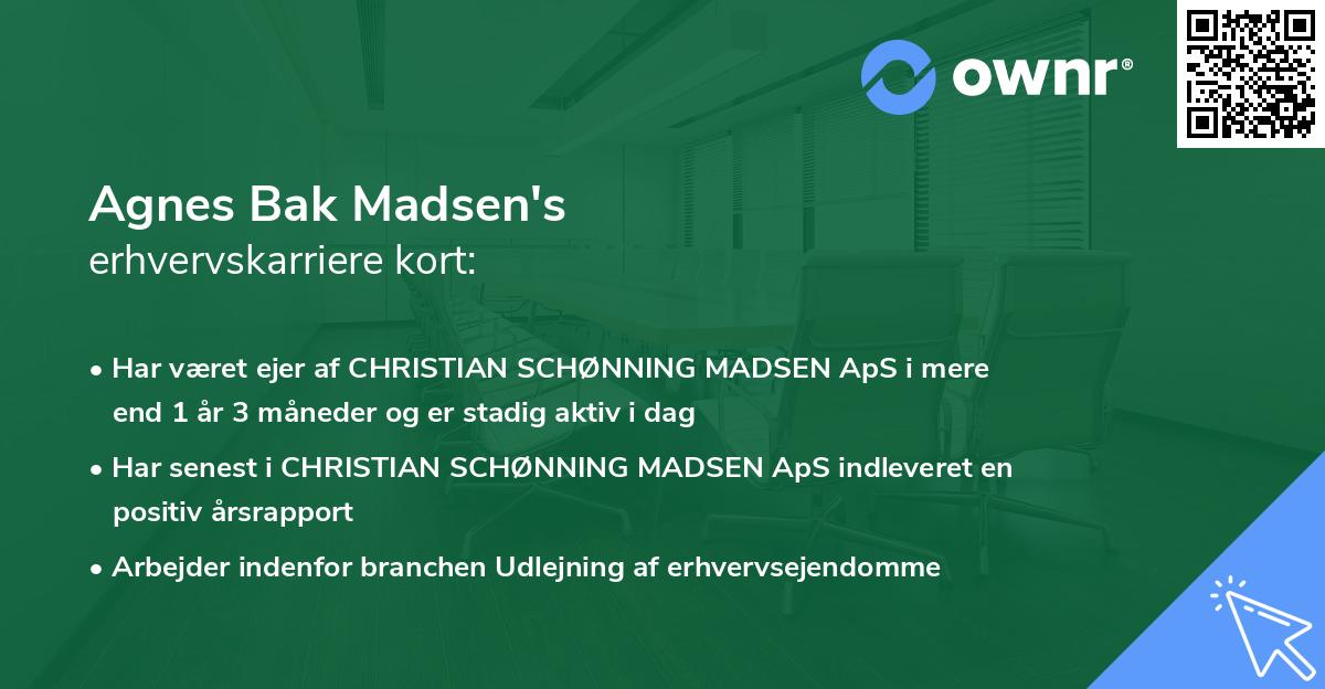 Agnes Bak Madsen's erhvervskarriere kort