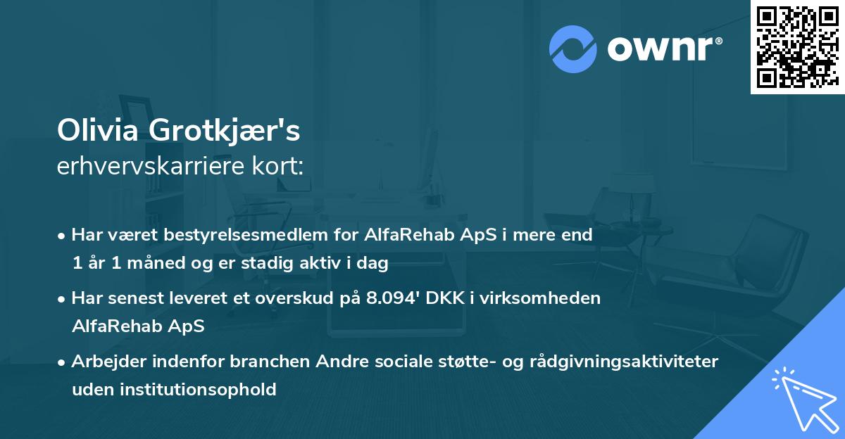 Olivia Grotkjær's erhvervskarriere kort