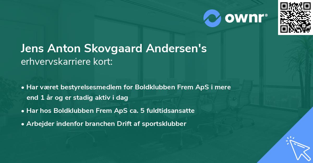Jens Anton Skovgaard Andersen's erhvervskarriere kort