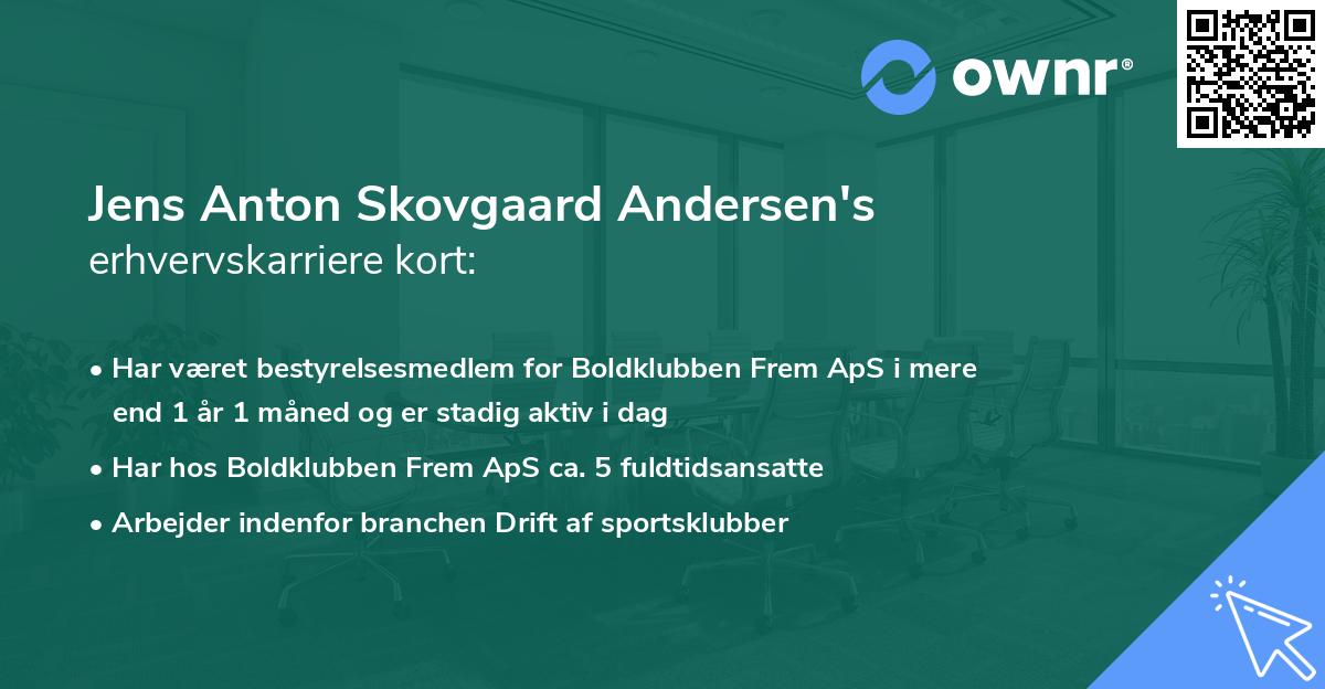 Jens Anton Skovgaard Andersen's erhvervskarriere kort