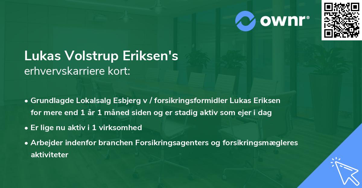 Lukas Volstrup Eriksen's erhvervskarriere kort