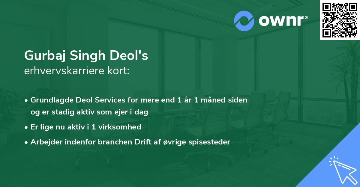 Gurbaj Singh Deol's erhvervskarriere kort