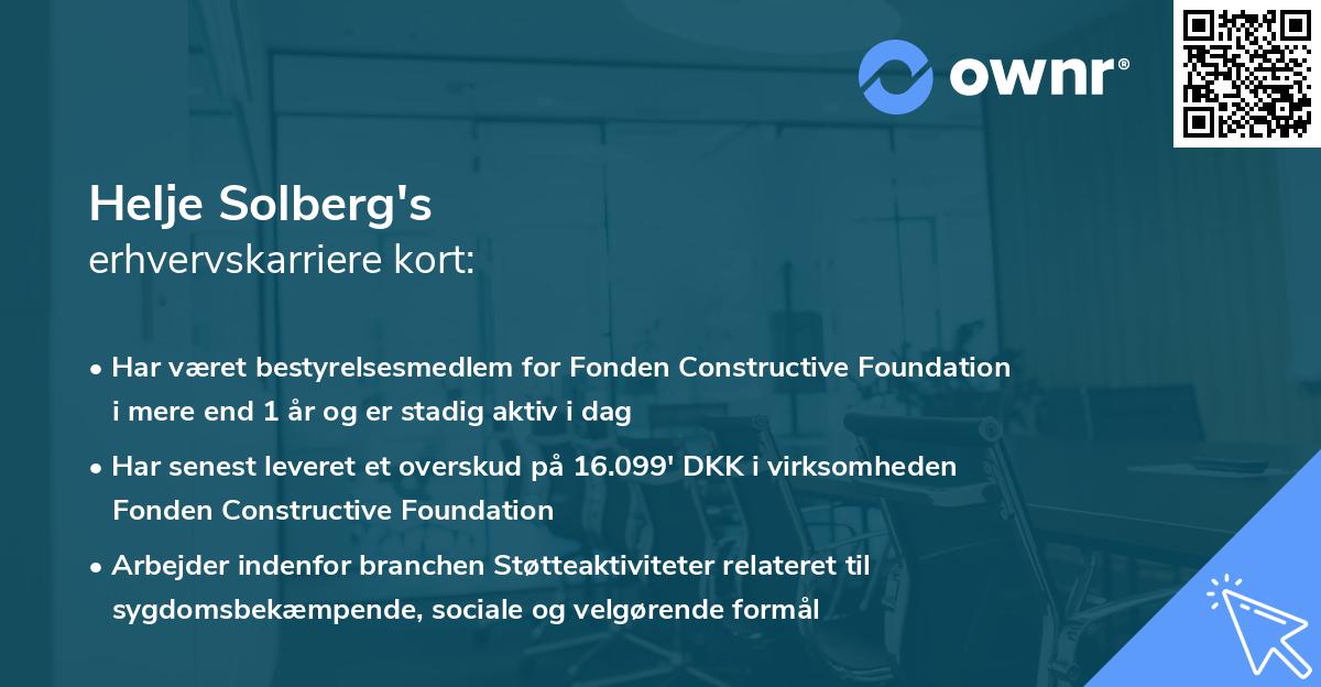 Helje Solberg's erhvervskarriere kort