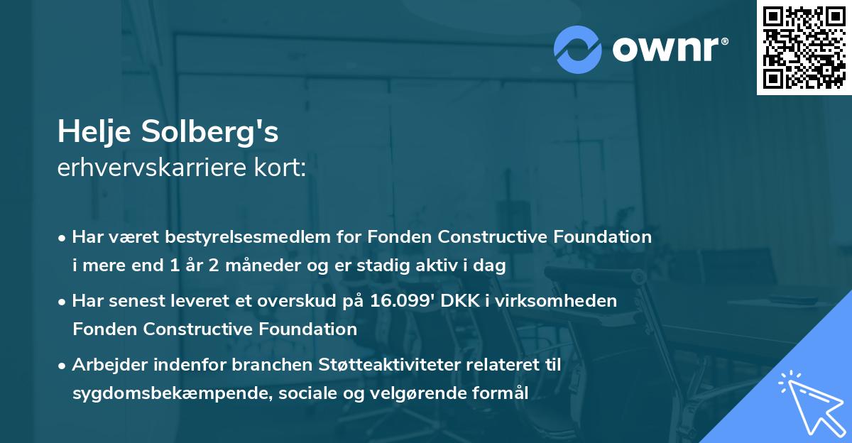 Helje Solberg's erhvervskarriere kort