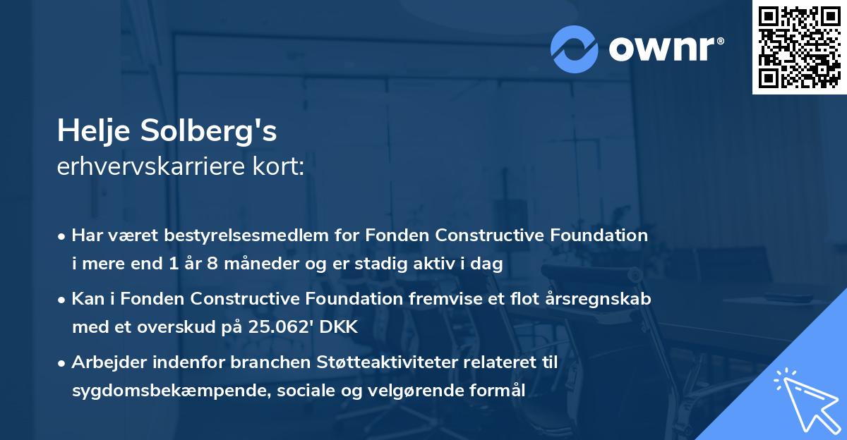 Helje Solberg's erhvervskarriere kort