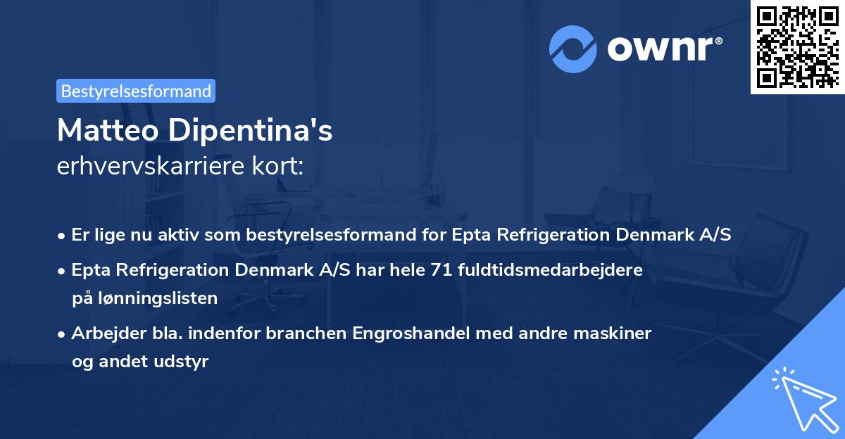 Matteo Dipentina's erhvervskarriere kort